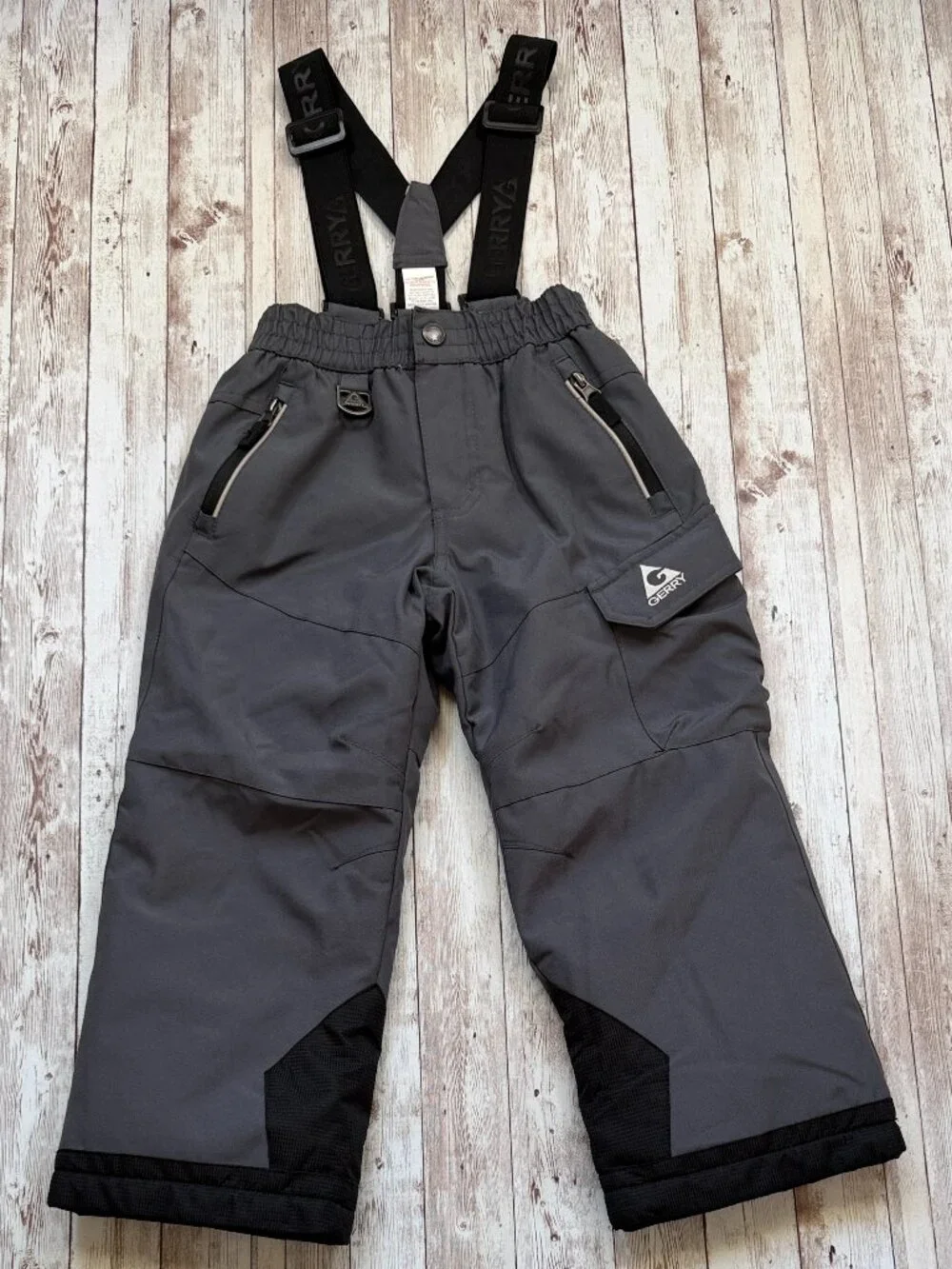 Gerry Kids Performance Ski Pants XS 5/6 Removable Suspenders Ski Pants Gray Blk